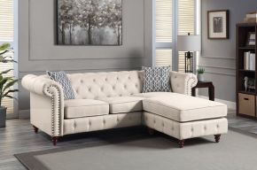 ACME LV00643 Waldina - Reversible Sectional Sofa - Beige Fabric