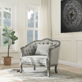 ACME LV01163 ACME LV01163 Samael - Chair With Pillow - Gray Linen & Gray Oak