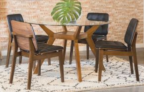 Coaster Fine Furniture 122180-S5K Paxton - 5 Piece Round Glass Top Dining Table Set - Nutmeg