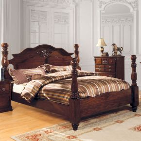 Furniture of America CM7571EK-BED Tuscan - Eastern King Bed - Glossy Dark Pine