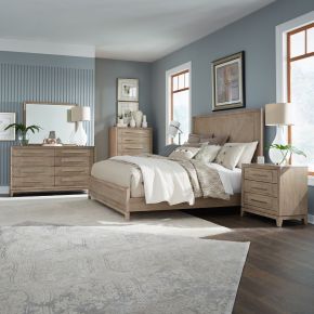 Liberty Furniture 789-BR-QPBDMCN Brentwood - 5 Piece Bedroom Set (Queen Panel Bed, Dresser & Mirror, Chest, Nightstand) - Sandstone
