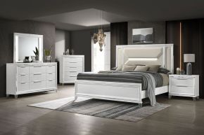 Coaster Fine Furniture 224961KE-S5 Marmore - 5 Piece Eastern King Bedroom Set - White