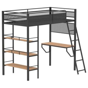 Coaster Fine Furniture 460332BLKB1 Campus - Twin Posts, Front & Rear Guard Rails, Ladder, tube For Part Shelf, Box 1 of 2 - Matte Black