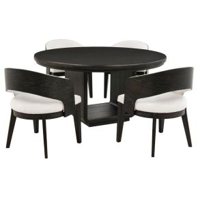 Coaster Fine Furniture 115390-S5A Leandro - 5 Piece Round Dining Table Set - Burnished Black