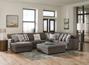 Jackson 5473/72/30/75/28-58 Crawford - 3 Piece Sectional With LSF Chaise, 10 Included Accent Pillows And Cocktail Ottoman - Dark Gray