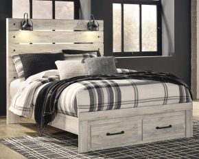 Signature Design by Ashley® B192/57/54S/96 Cambeck - Whitewash - Queen Panel Bed With 2 Storage Drawers