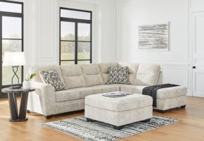 Signature Design by Ashley® 50505/66/17/08 Lonoke - Parchment - 3 Pc. - 2-Piece Sectional With Raf Corner Chaise, Ottoman