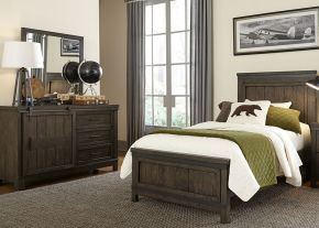 Liberty Furniture 759-YBR-FPBDM Thornwood Hills - 3 Piece Bedroom Set (Full Panel Bed, Dresser & Mirror) - Dark Brown