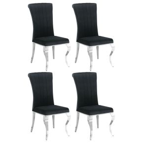 CoasterEssence 105072 Betty - Velvet Upholstered Dining Side Chair (Set of 4) - Black And Chrome