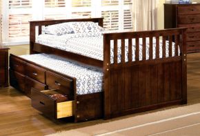 Furniture of America CM7031-BED Montana - Captain Twin Bed With Trundle & 3 Drawers - Cherry