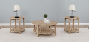 Coaster Fine Furniture 710288-S3 Fowler - 3 Piece Round Coffee And End Table Set - Natural