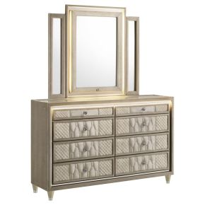 Coaster Fine Furniture 222663M Lorient - 8-Drawer LED Dresser With Mirror - Ivory And Camel
