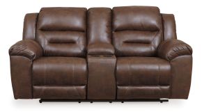 Signature Design by Ashley® 3990494 Stoneland - DBL Rec Loveseat w/Console - Chocolate