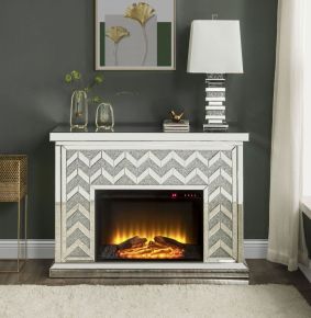ACME 90530 Noralie - Fireplace - Mirrored & Faux Diamonds - 35"