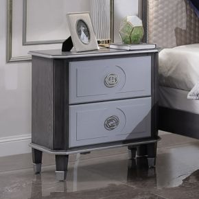 ACME 28813 House - Beatrice Nightstand - Charcoal & Light Gray Finish