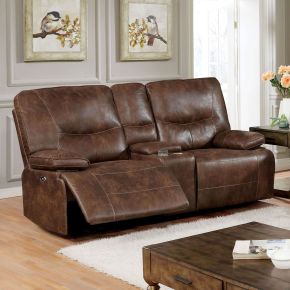 Furniture of America CM6228BR-LV Chantoise - Power Motion Loveseat - Brown