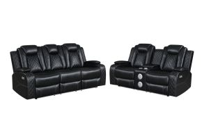 New Classic 23-U1769VB-2PM Orion II - Power P2 2 Piece Sofa & Loveseat - Black
