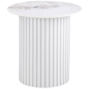 Coaster Fine Furniture 708337 Rowena - Round Sintered Stone End Table - White Faux Marble