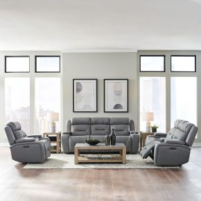 Liberty Furniture 7019BG-UPH-SOLOREC Chapman - Sofa With Loveseat & Recliner - Gray