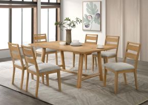 Coaster Fine Furniture 193651-S7 Duncan - 7 Piece Rectangular Wood Dining Table Set - Washed Oak
