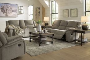 Signature Design by Ashley® 76505/88/94/25 Draycoll - Light Gray - 3 Pc. - Reclining Sofa, Loveseat, Rocker Recliner