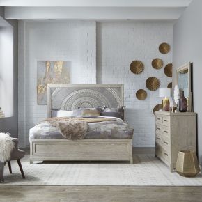 Liberty Furniture 902-BR-CPBDM Liberty Furniture 902-BR-CPBDM Belmar - 3 Piece Bedroom Set (California King Panel Bed, Dresser & Mirror) - Washed Taupe