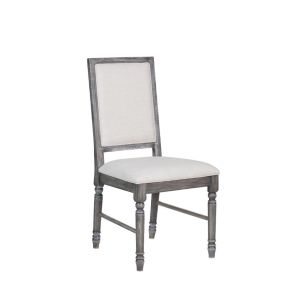 ACME 66182 Leventis - Side Chair (Set of 2) - Cream Linen & Weathered Gray