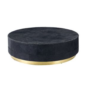 ACME 81225 Ranya - Coffee Table - Antique Ebony Top Grain Leather & Gold