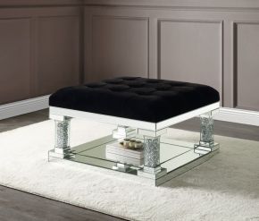 ACME AC00537 Noralie - Ottoman - Mirrored & Faux Diamonds - 18"