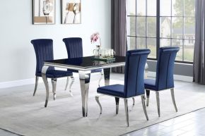 CoasterEssence 105071-S5B Carone - 5 Piece Rectangular Glass Dining Set - Blue
