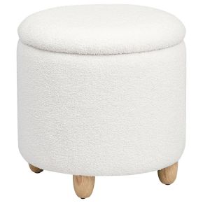 Coaster Fine Furniture 910229 Valia - Faux Sheepskin Upholstered Round Storage Ottoman - Ivory