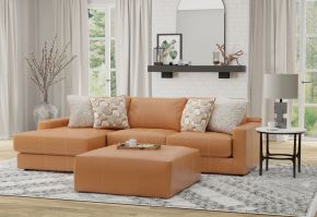 Jackson 5045/73/75/28-26 Minori - Italian Leather 2 Piece Sofa / Chaise With LSF Chaise And Cocktail Ottoman - Whiskey