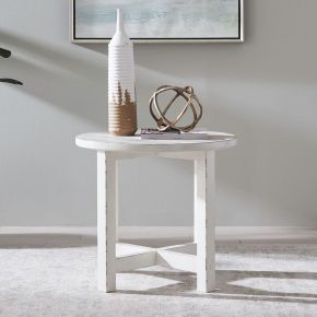Liberty Furniture 142-OT1021 Liberty Furniture 142-OT1021 Backroads - Round End Table - Weathered White & Parchment Brown