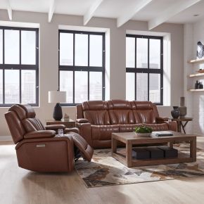 Liberty Furniture 7020CN-UPH-SOREC Caswell - Sofa & Recliner - Brown
