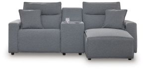 Ashley Furniture 65906S4 Ashley Furniture 65906S4 Modmax II - 3-Piece Power Reclining Sectional With RAF Press Back Power Chaise And Console - Salt And Pepper