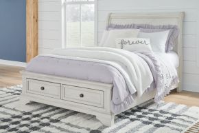 Signature Design by Ashley® B742/87/84S/183 Robbinsdale - Full Sleigh Storage Bed - Antique White