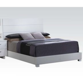 ACME 22627EK_KIT Lorimar - Eastern King Bed - White PU & Chrome Leg