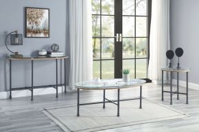 ACME LV00436 Brantley - End Table - Clear Glass & Sandy Gray Finish