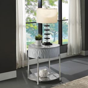 ACME LV02412 Yukino - End Table - Gray High & Chrome