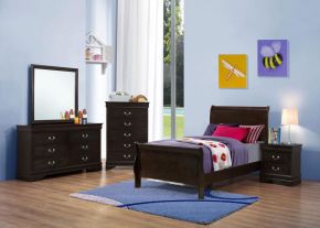 CoasterEveryday 202411T-S4 Louis Philippe - 4 Piece Twin Bedroom Set - Cappuccino