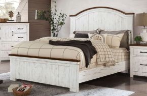 Furniture of America CM7962CK-BED Alyson - California King Bed - Distressed White / Walnut