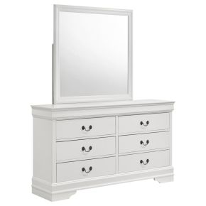 Coaster Fine Furniture 202443M Louis Philippe - 6-Drawer Dresser And Mirror - White