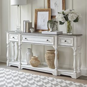 Liberty Furniture 244-AT2002 Magnolia Manor - 3 Drawer Hall Console Table - White