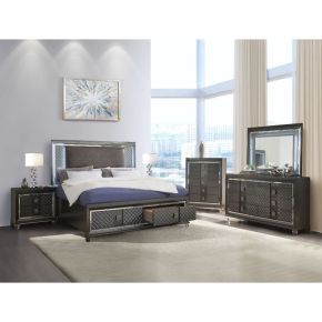 ACME 27970Q Sawyer - Queen Bed - PU & Metallic Gray