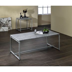 ACME 83235 Jurgen - Coffee Table - Faux Concrete & Silver