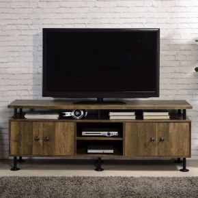 ACME LV00142 Ensata II - TV Stand - Rustic Oak & Black
