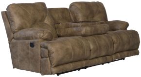 Catnapper 643845-1228/49-1328/49 Voyager - Fabric Power Lay Flat Reclining Sofa With 3 Recliners And Drop Down Table - Brandy
