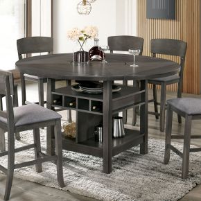 Furniture of America CM3733GY-RPT-TABLE Stacie - Counter Height Round Dining Table - Gray