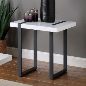 Furniture of America FOA4403E Eimear - End Table - White / Black