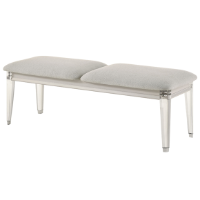 ACME BD03797 Laveda - Bench - Light Gray Boucle & Pearl White Finish